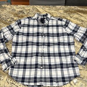 Classic Navy and White Plaid Men's Shirt